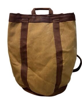 BEAN Canvas Leather Hiking Travel Backpack Bag Drawstring